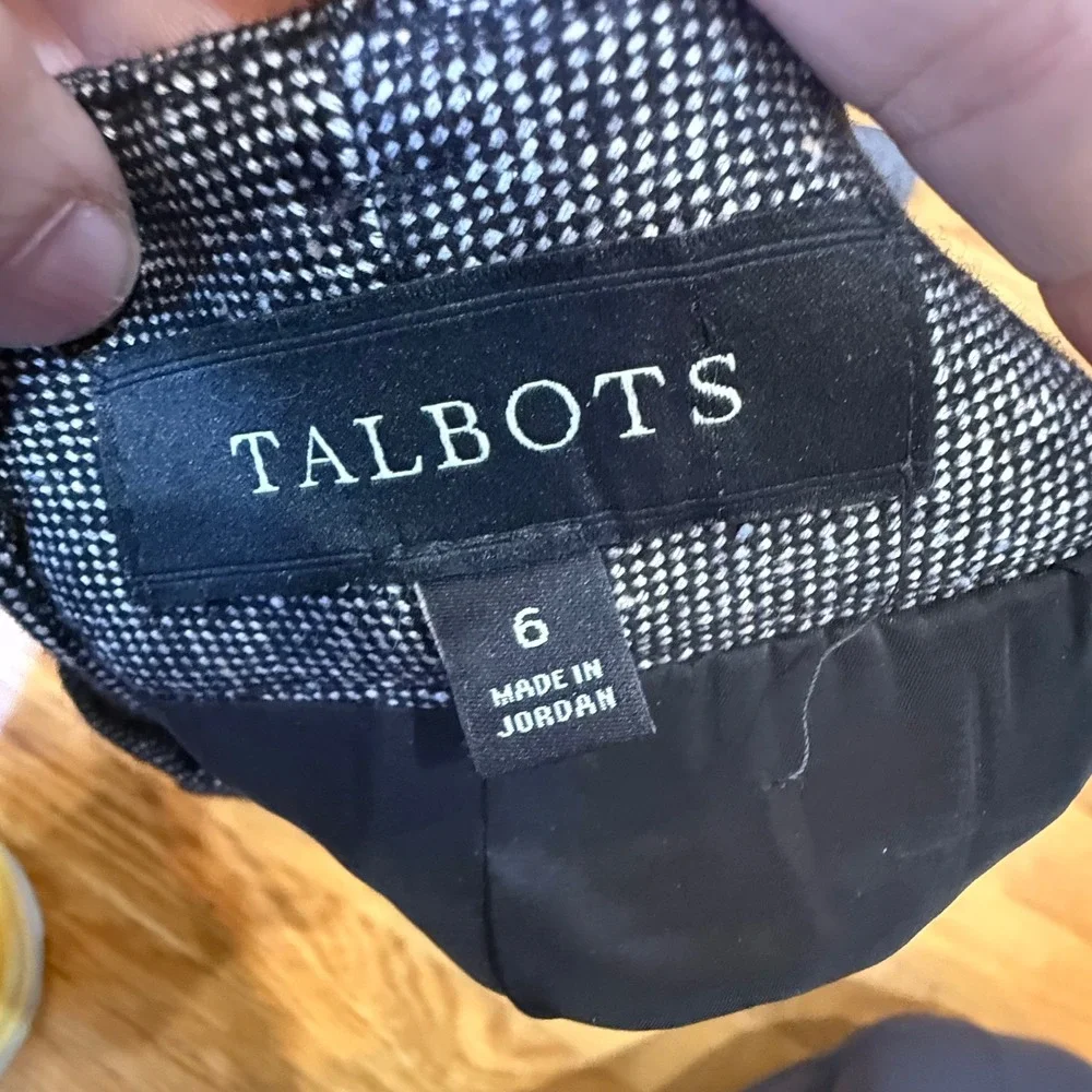 Talbots Grey Wool Blend Tweed Wide Leg Trousers Pants‎ Size 6